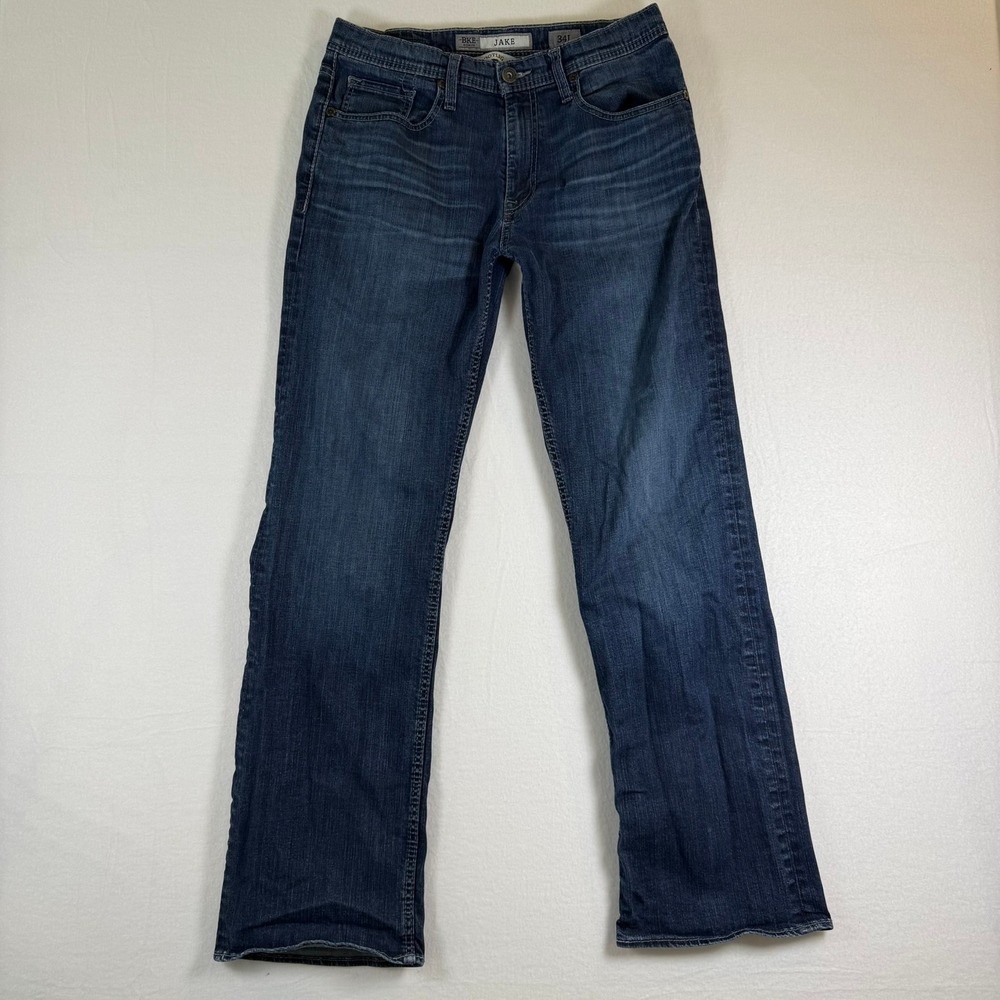 BKE Jake Bootleg Jeans Mens 34L Dark Wash Stretch Premium Denim Cowboy Western
